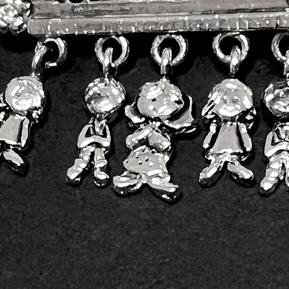 Danecraft Teacher Brooch Dangle Charms Kids Students Silver Tone Vintage Pin - Picture 2 of 6